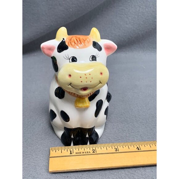 Vintage Houston Harvest Ceramic Cow Sugar Bowl & Creamer Set Black & White - Picture 12 of 16